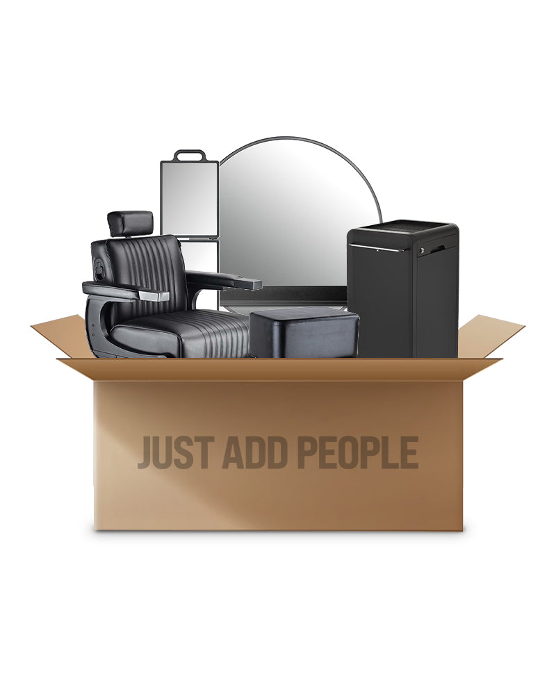 Kit de démarrage barber noir - avec 1 place client et équipement